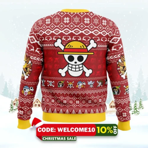 merry mugiwara pirates one piece ugly christmas sweater 2