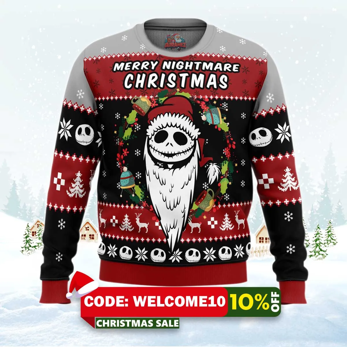 merry nightmare the nightmare before christmas ugly christmas sweater 1 merry nightmare the nightmare before christmas ugly christmas sweater 1