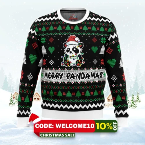 merry pandamas pop culture ugly christmas sweater 1