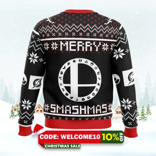 merry smashmas super smash bros ugly christmas sweater 2