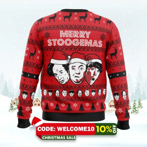 merry stoogemas 3 stooges ugly christmas sweater 2