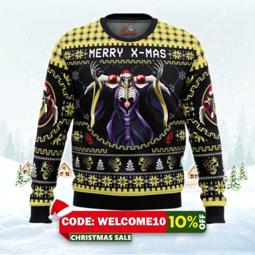 merry x mass ainz ooal gown overlord ugly christmas sweater 1