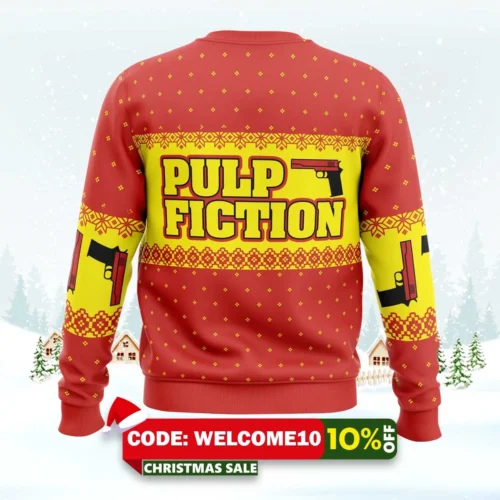 merry xmas again pulp fiction ugly christmas sweater 2