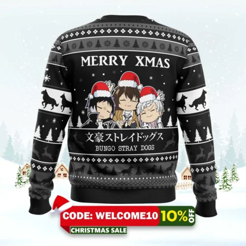 Merry Xmas Bungo Stray Dogs Ugly Christmas Sweater 1 merry xmas bungo stray dogs ugly christmas sweater 2
