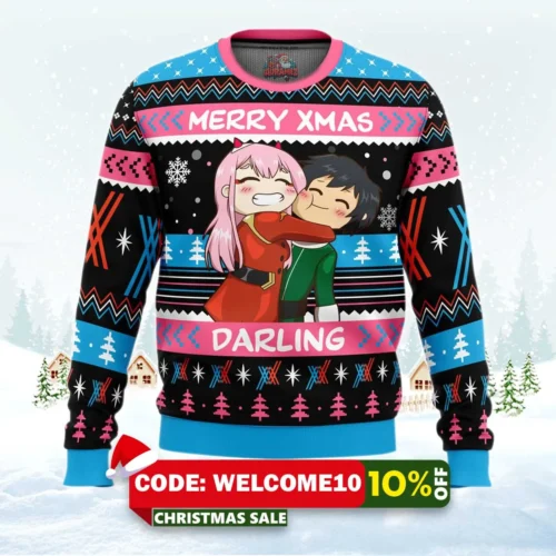 merry xmas darling darling in the franxx ugly christmas sweater 1