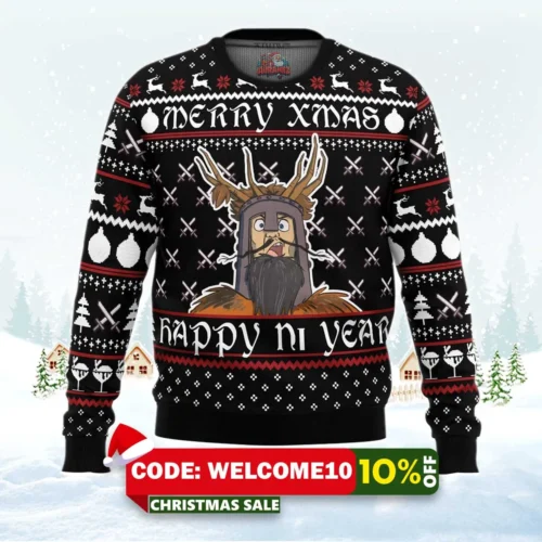 merry xmas happy ni year monty python ugly christmas sweater 1