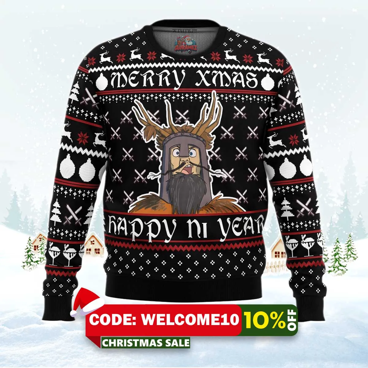 merry xmas happy ni year monty python ugly christmas sweater 1 merry xmas happy ni year monty python ugly christmas sweater 1