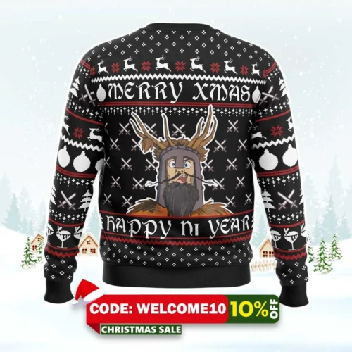 Merry Xmas Happy Ni Year Monty Python Ugly Christmas Sweater 1 merry xmas happy ni year monty python ugly christmas sweater 2