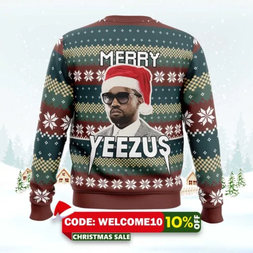 merry yeezus kanye west ugly christmas sweater 2