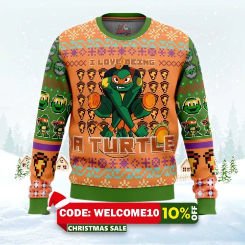michelangelo rise of the teenage mutant ninja turtles ugly christmas sweater 1