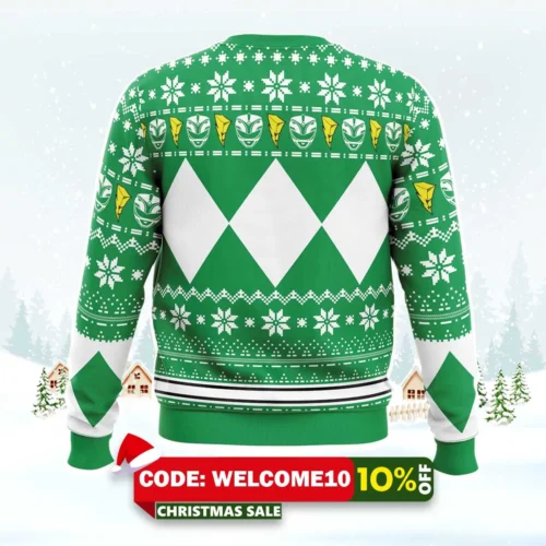 mighty morphin green ranger power rangers ugly christmas sweater 2