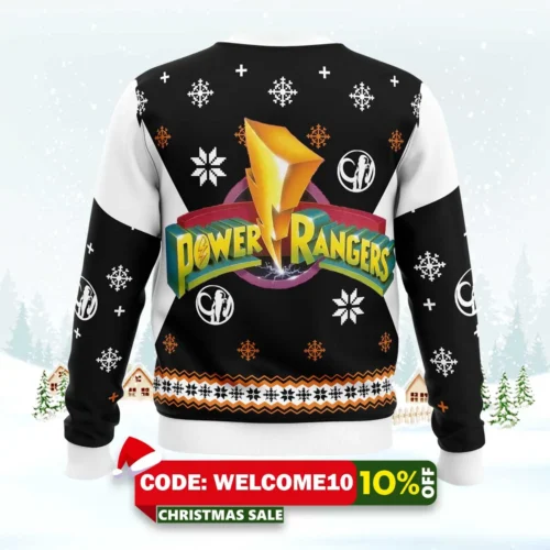 Mighty Morphin Power Rangers Black Ugly Christmas Sweater 1 mighty morphin power rangers black ugly christmas sweater 2