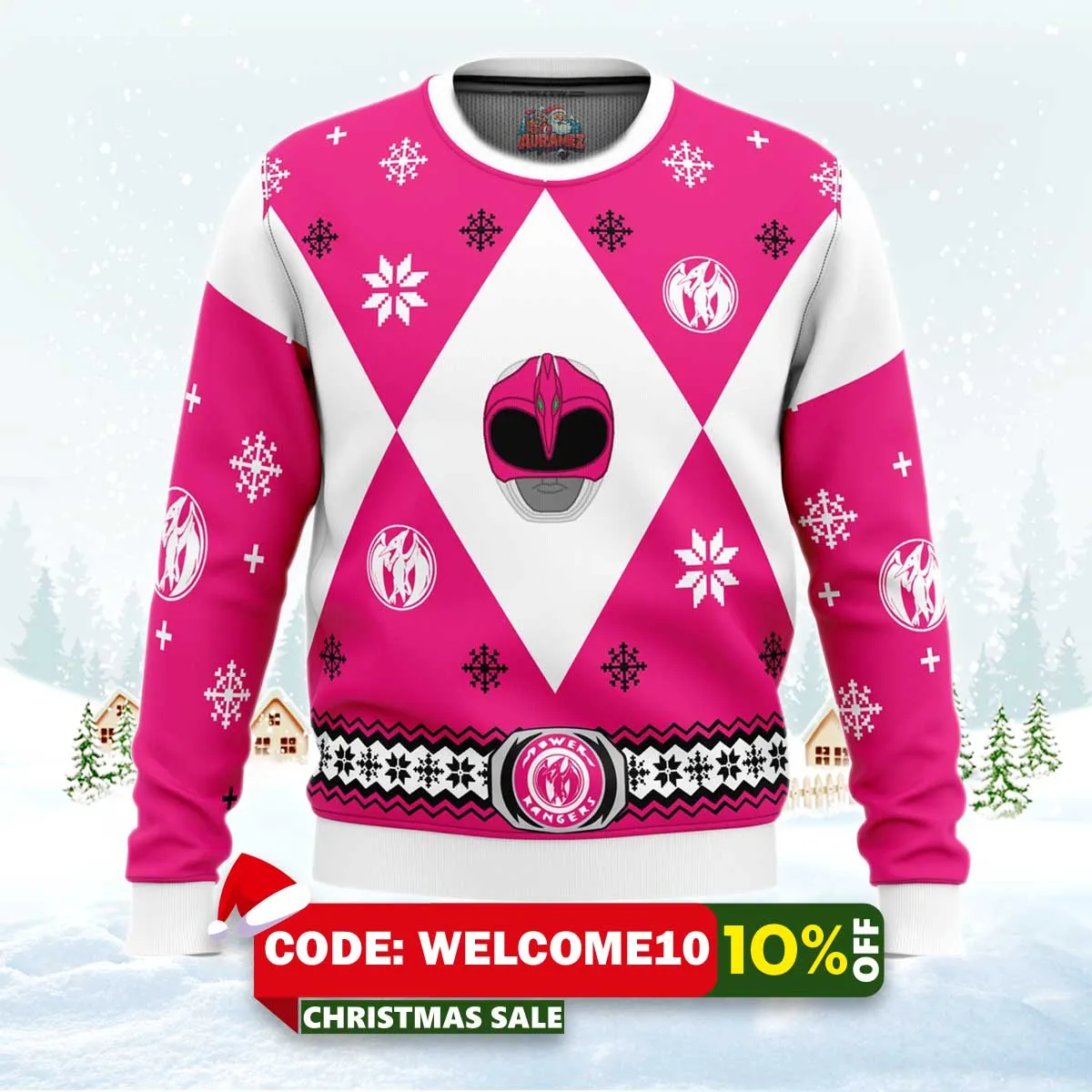 mighty morphin power rangers pink ugly christmas sweater 1 mighty morphin power rangers pink ugly christmas sweater 1