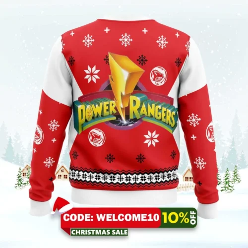 Mighty Morphin Power Rangers Red Ugly Christmas Sweater 1 mighty morphin power rangers red ugly christmas sweater 2