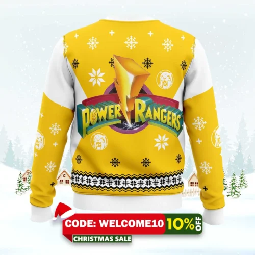 mighty morphin power rangers yellow ugly christmas sweater 2