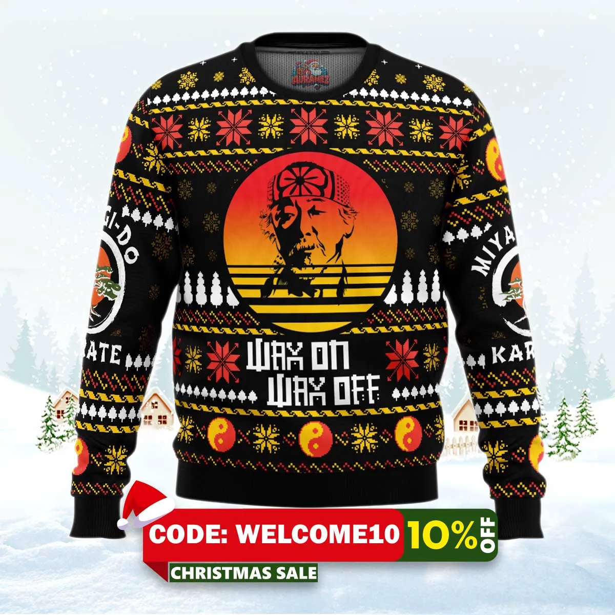 miyagi karate dojo ugly christmas sweater 1 miyagi karate dojo ugly christmas sweater 1