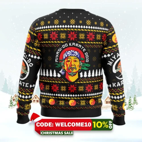Miyagi Karate Dojo Ugly Christmas Sweater 1 miyagi karate dojo ugly christmas sweater 2