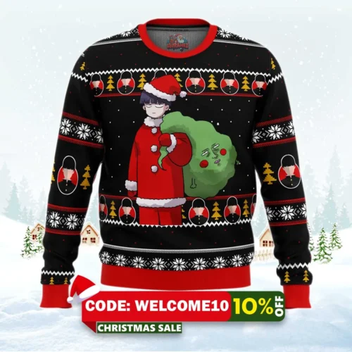 mob psycho 100 santa ugly christmas sweater 1