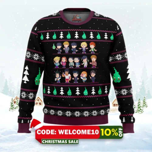 mob psycho 100 sprites ugly christmas sweater 1