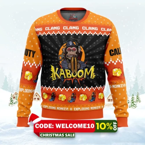 monkey bomb call of duty ugly christmas sweater 1
