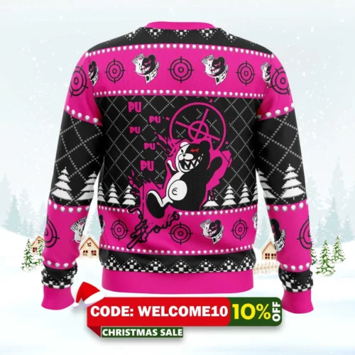 monokuma despair danganronpa ugly christmas sweater 2