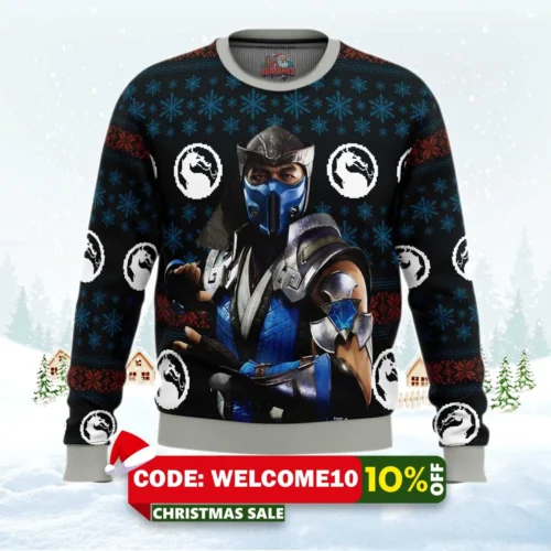 mortal kombat sub zero ugly christmas sweater 1