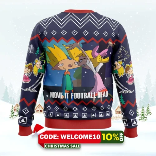 move it football head ugly christmas sweater 2