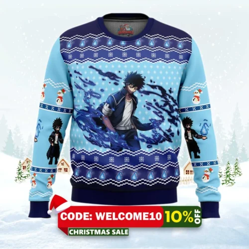 my hero academia dabi blueflame ugly christmas sweater 1