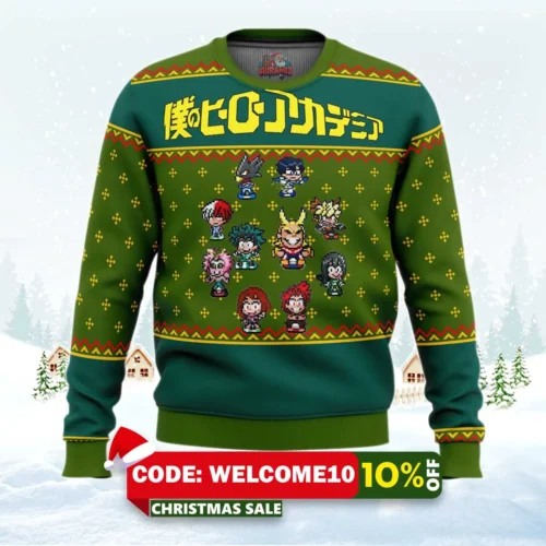 my hero academia sprites ugly christmas sweater 1