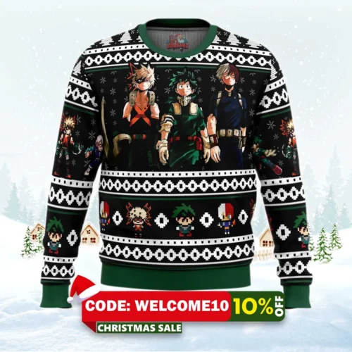 my hero academia top 3 ugly christmas sweater 1