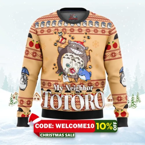 my neighbor totoro friends ugly christmas sweater 1