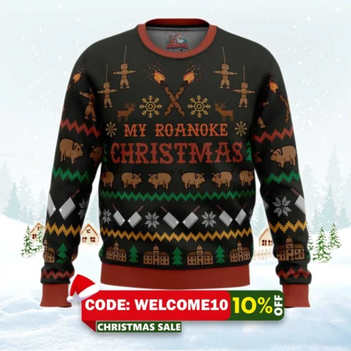 my roanoke christmas american horror story ugly christmas sweater 1