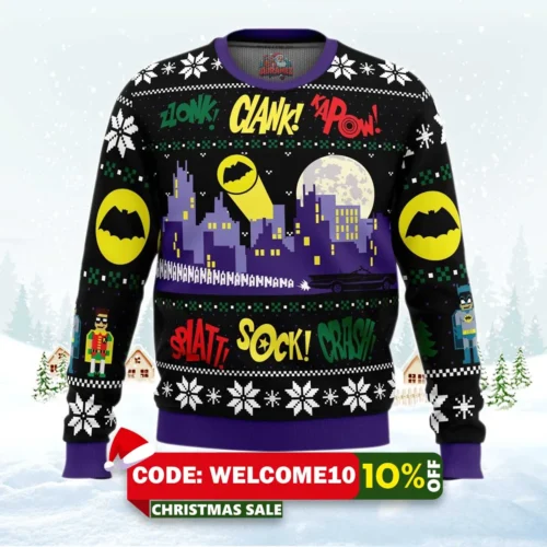 nananana christmas batman dc comics ugly christmas sweater 1