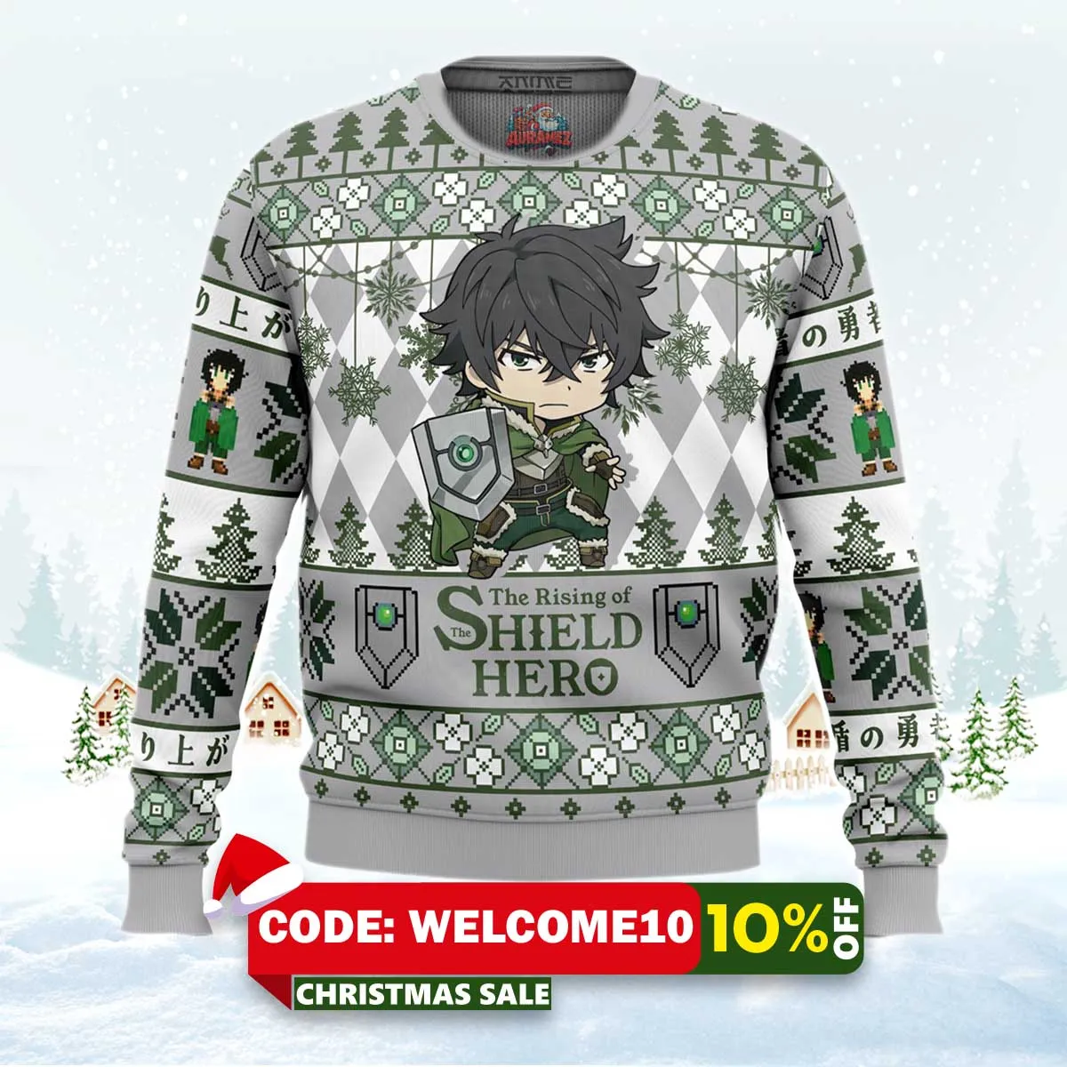 naofumi iwatani the rising of the shield hero ugly christmas sweater 1 naofumi iwatani the rising of the shield hero ugly christmas sweater 1