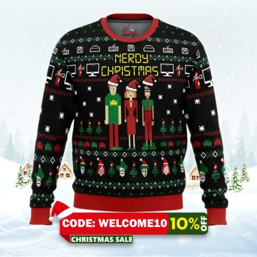 nerdy christmas the it crowd ugly christmas sweater 1
