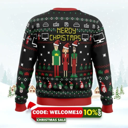 nerdy christmas the it crowd ugly christmas sweater 2