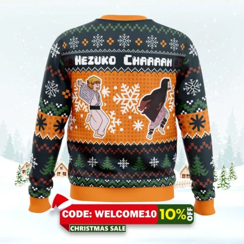 nezuko chaaaan demon slayer ugly christmas sweater 2