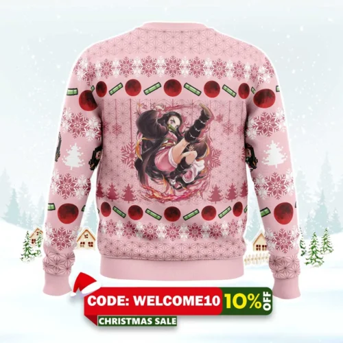 nezuko christmas slay demon slayer ugly christmas sweater 2