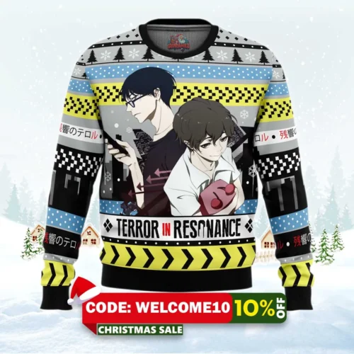 nine and twelve terror in resonance ugly christmas sweater 1