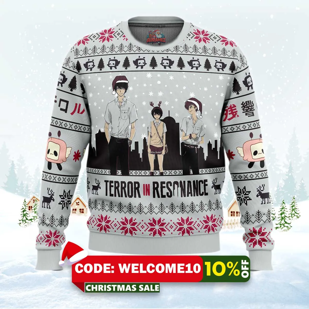 nine x lisa x twelve terror in resonance ugly christmas sweater 1 nine x lisa x twelve terror in resonance ugly christmas sweater 1
