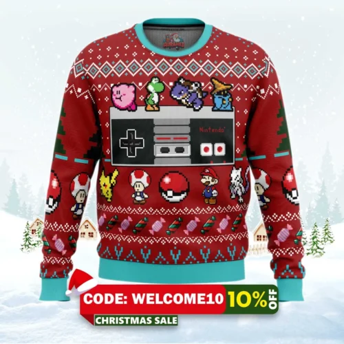 nintendo controller ugly christmas sweater 1