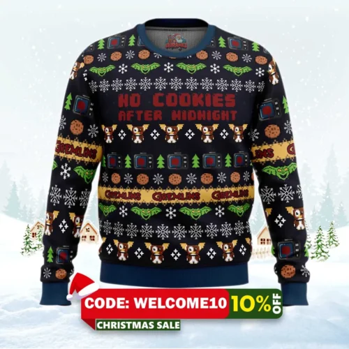 no cookies after midnight gremlins ugly christmas sweater 1
