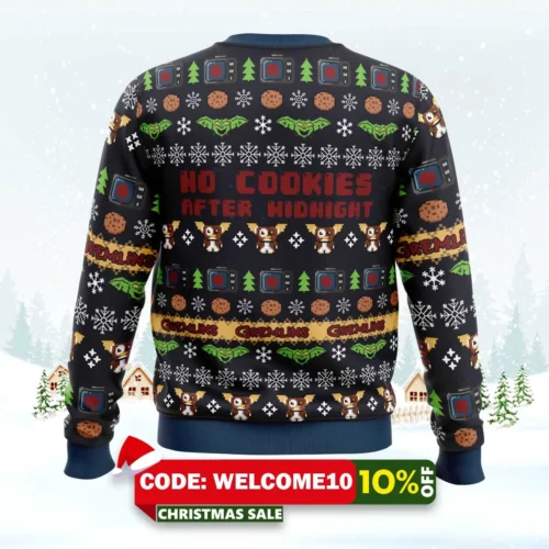 No Cookies After Midnight Gremlins Ugly Christmas Sweater 1 no cookies after midnight gremlins ugly christmas sweater 2