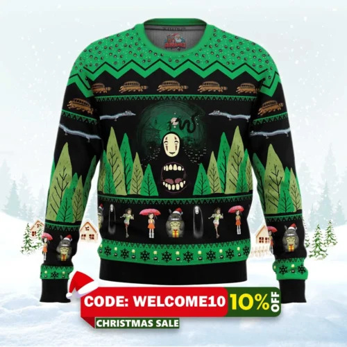 no face spirited away ugly christmas sweater 1