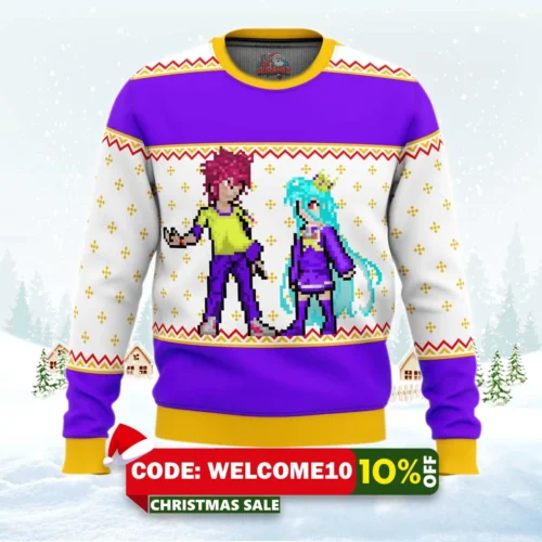 no game no life sprites ugly christmas sweater 1