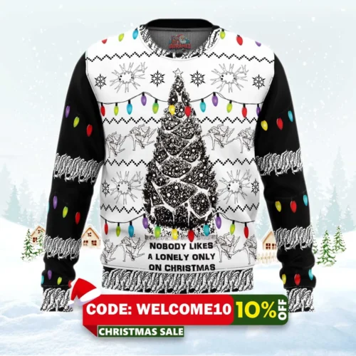 nobody likes a lonely only army of one junji ito ugly christmas sweater 1