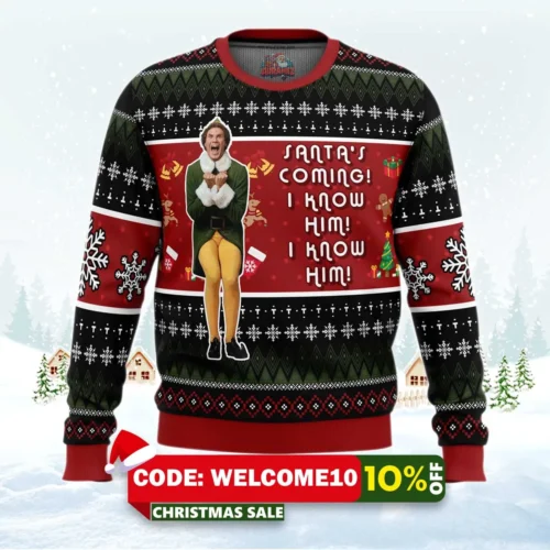 omg santa elf ugly christmas sweater 1
