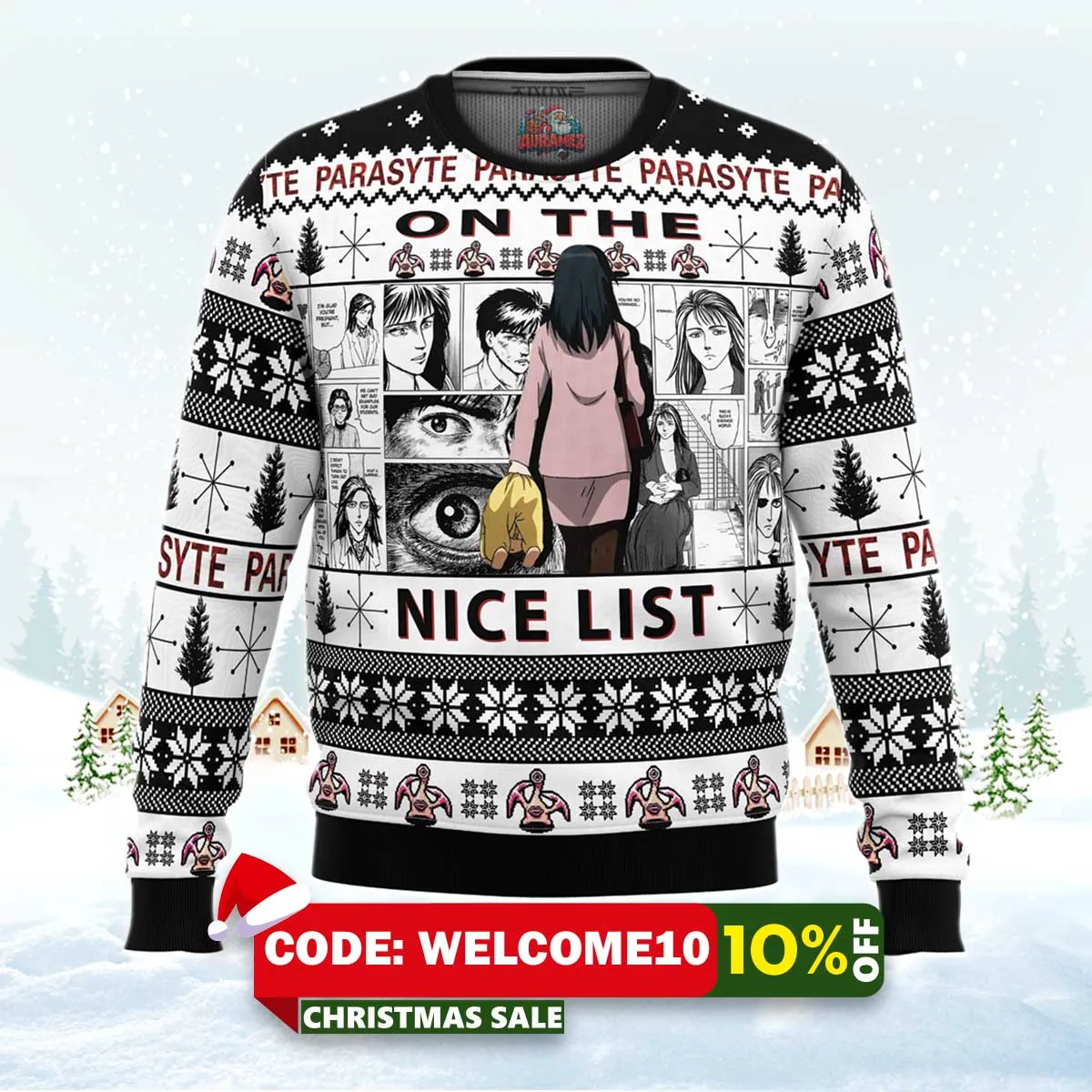 on the nice list parasyte ugly christmas sweater 1 on the nice list parasyte ugly christmas sweater 1
