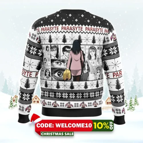 On The Nice List Parasyte Ugly Christmas Sweater 1 on the nice list parasyte ugly christmas sweater 2