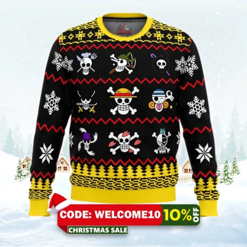 one piece one piece flags ugly christmas sweater 1